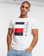 Tommy Hilfiger Corp Stripe Box Logo T-shirt In White