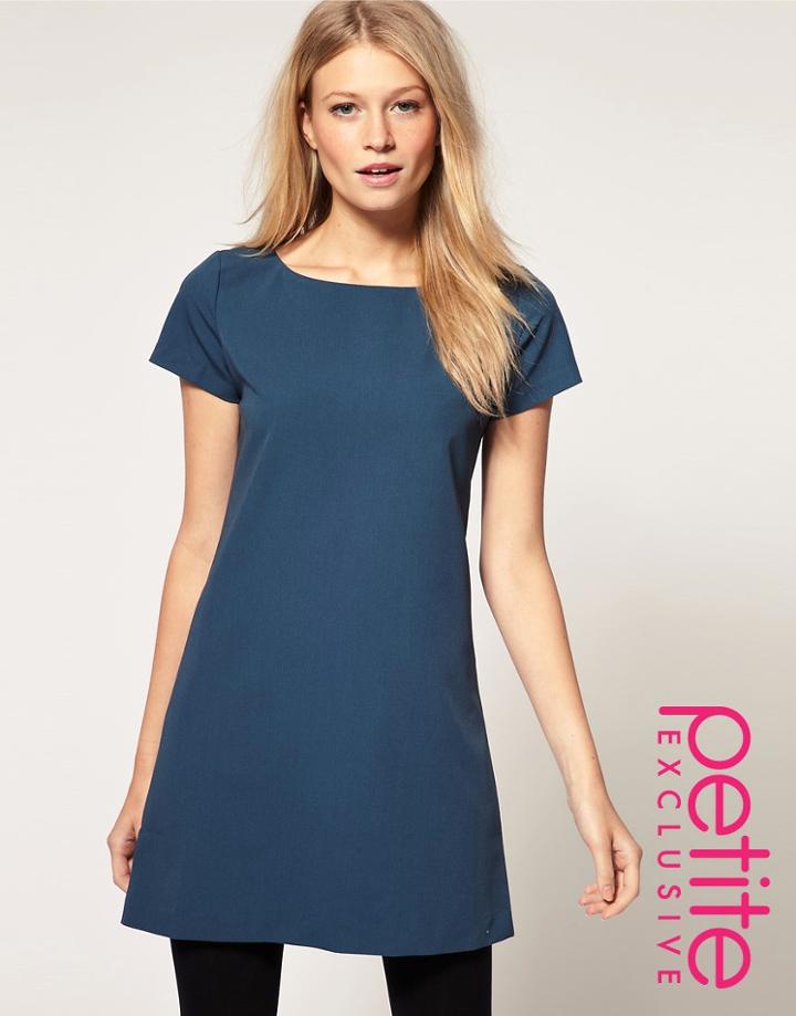 Asos Petite Exclusive Shift Dress With Exposed Zip - Black