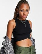 Bershka Cross Strap Knitted Tank Top In Black
