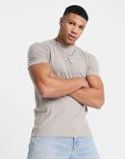 Abercrombie & Fitch Small Central Script Logo T-shirt In Brown
