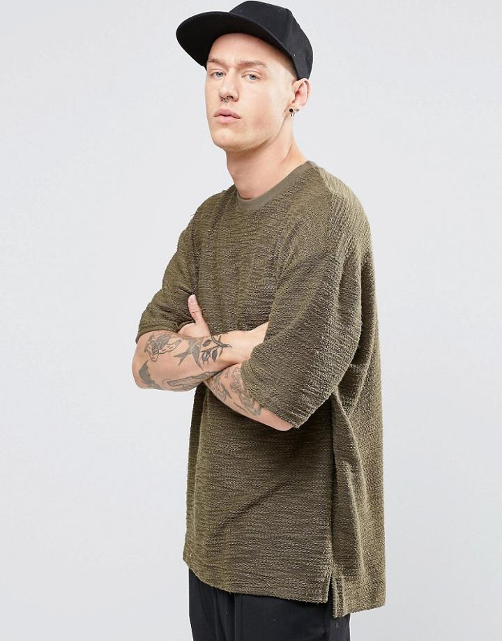 Sixth June T-shirt With Dropped Shoulder - Khaki