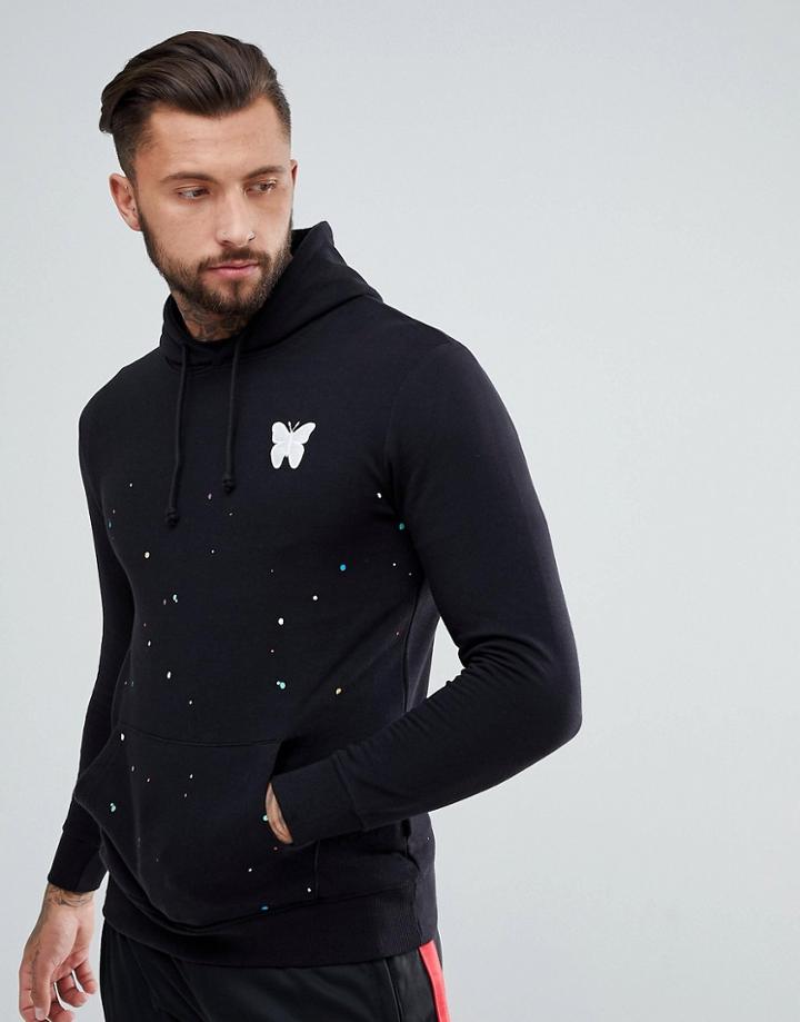 Good For Nothing Hoodie With Paint Splatter - Black