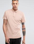 Selected Slim Fit Slub Jersey Polo Shirt With Overdye - Pink