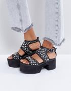 Asos Tabloid Studded Chunky Sandals - Black