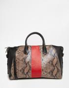 Urbancode Striped Faux Snakeskin Leather Tote Bag