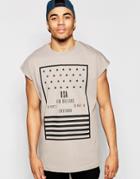 Asos Oversized Sleeveless T-shirt With Boxed Star Print - Satellite