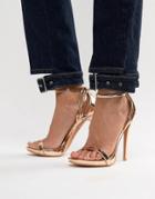 Lost Ink Rose Gold Stiletto Barely There Sandals - Gold