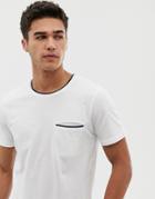 Selected Homme T-shirt With Pocket And Neck Tipping - White