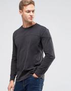 Sisley T-shirt In Drop Shoulder With Cut And Sew Panel Detail - Black