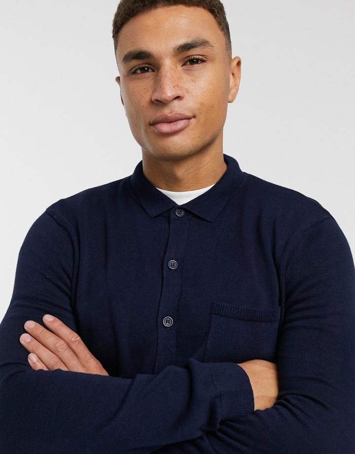 Topman Knitted Cardigan In Navy