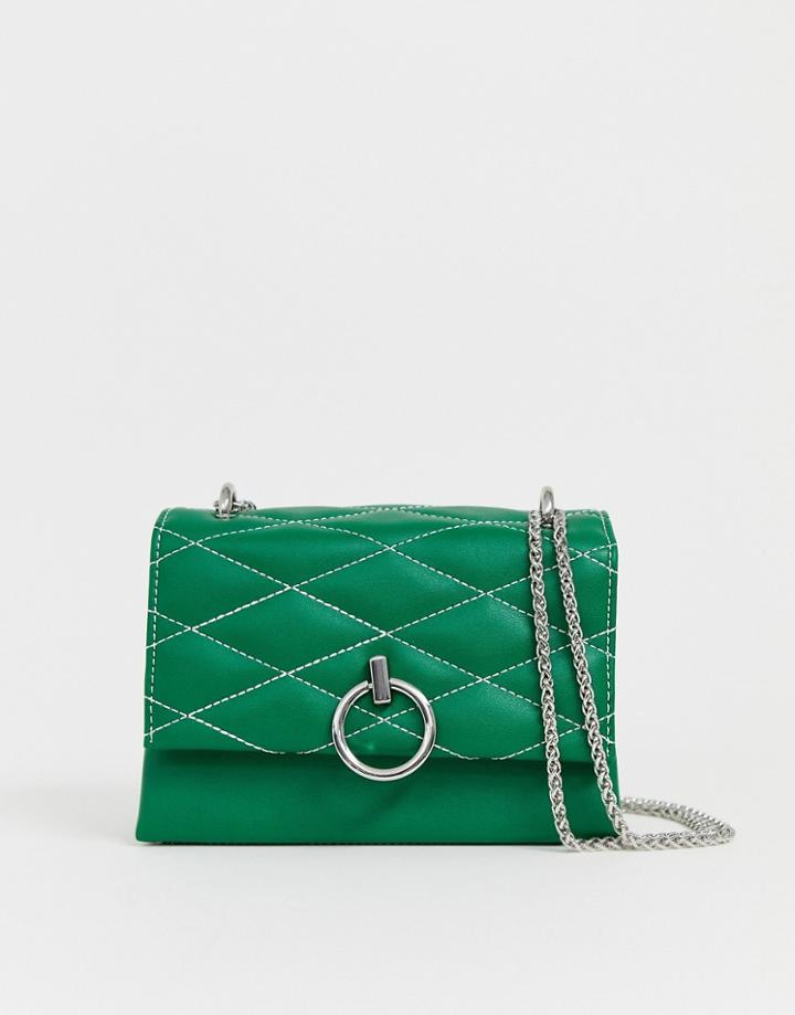 New Look Quilted Cross Body Bag In Green - Green
