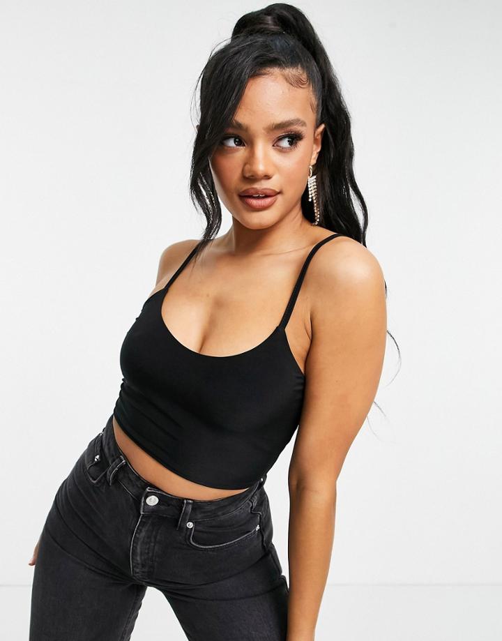 Club L London Cami Strap Crop Top In Black