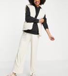 River Island Maternity Wide Leg Ribbed Pants In Camel - Part Of A Set-neutral