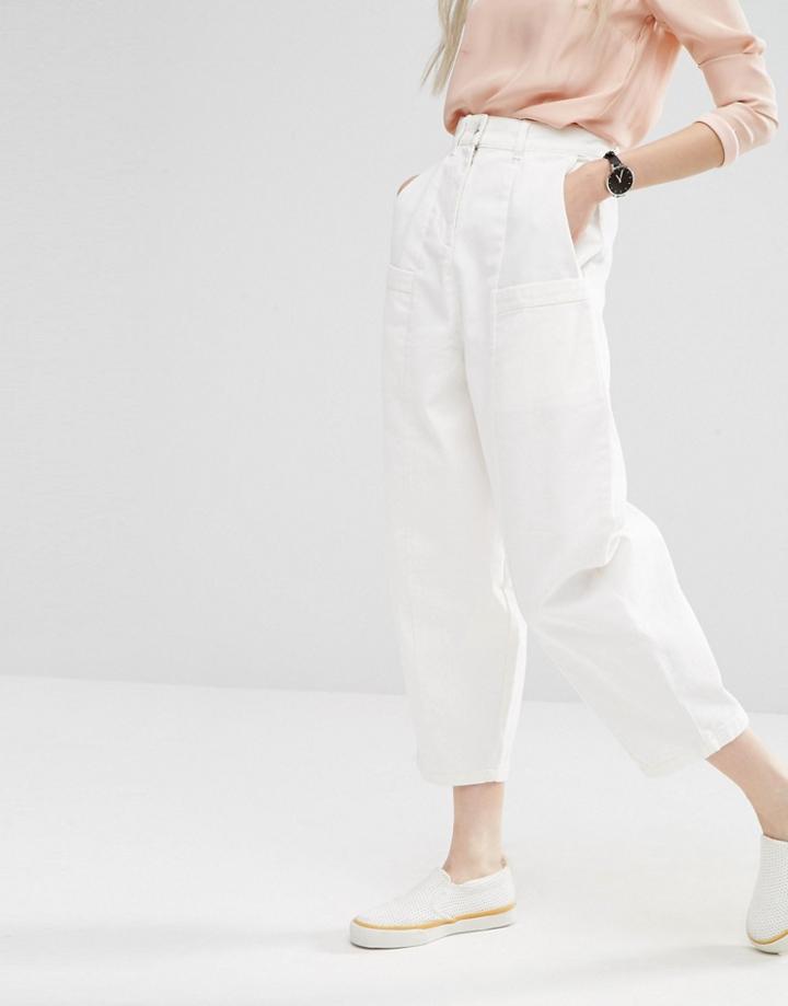Asos White Ovoid Cropped Jean - Cream