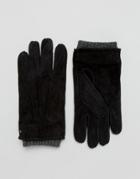 Dents Hereford Suede Gloves In Black - Black