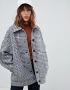 Weekday Oversized Wool Trucker Jacket In Multi - Brown