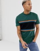 Asos Design Relaxed T-shirt With Contrast Taping In Green - Green