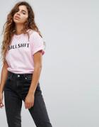 Adolescent Clothing Boyfriend T-shirt With Bullshit Print - Pink