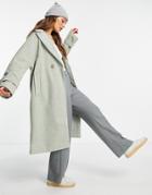 Aligne Double Breasted Coat In Green Herringbone