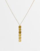 People Tree Square Drop Necklace In Brass-gold