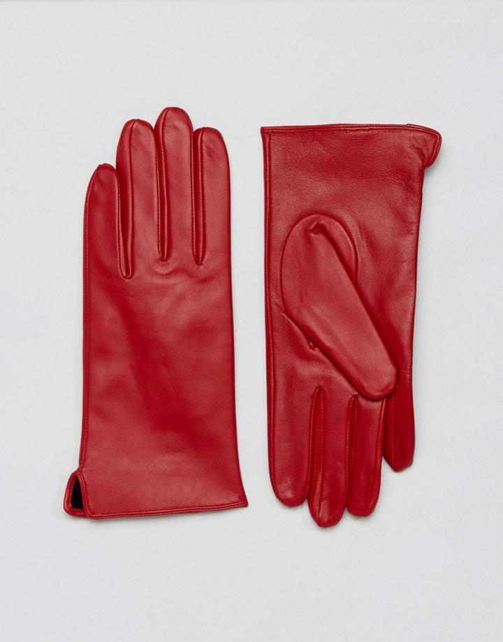 Barneys Real Leather Gloves - Red