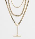 River Island Layered Necklace With Mixed Chains In Gold - Gold