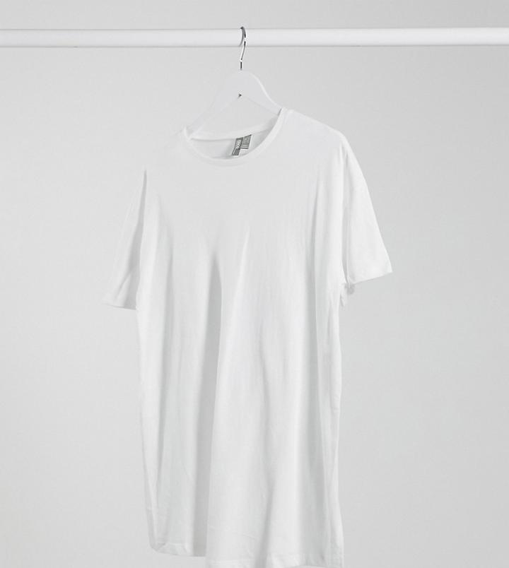 Asos Design Maternity Textured Longline T-shirt With Side Splits In White