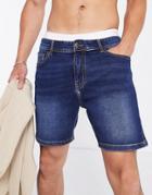 Don't Think Twice Slim Fit Denim Shorts In Dark Blue-blues