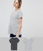Asos Design Maternity Easy T-shirt In Stripe 2 Pack - Multi
