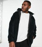 Le Breve Plus Fleece Funnel Neck Jacket In Black
