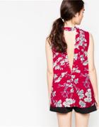 Minimum Vallia Floral Printed Tank - Deep Red