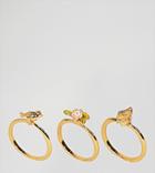 Bill Skinner Gold Plated Birdhouse Stacking Rings - Gold
