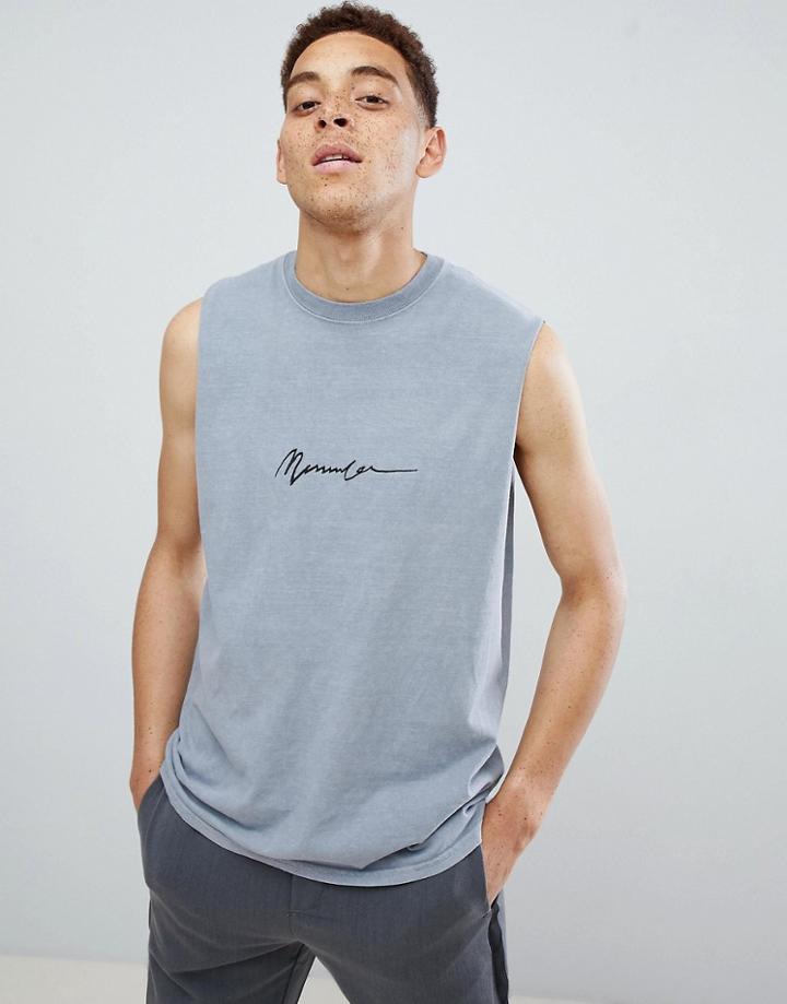 Mennace Embroidered Tie Dye Vest - Gray