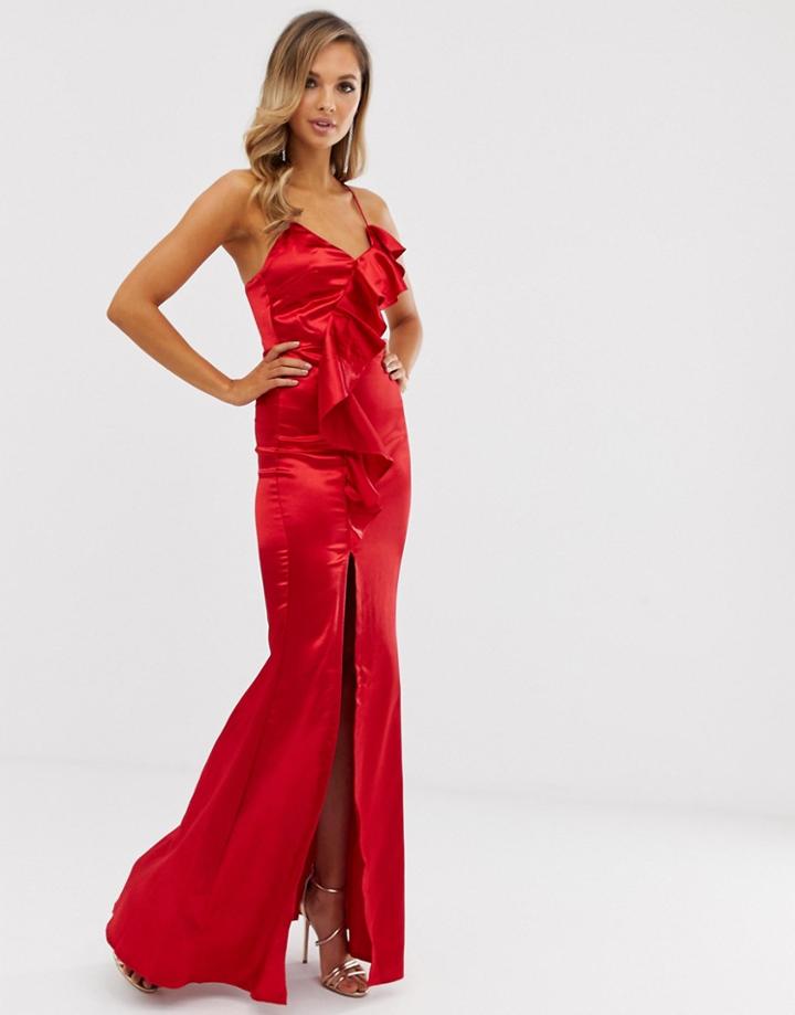 City Goddess Asymmetric Midi Dress - Red