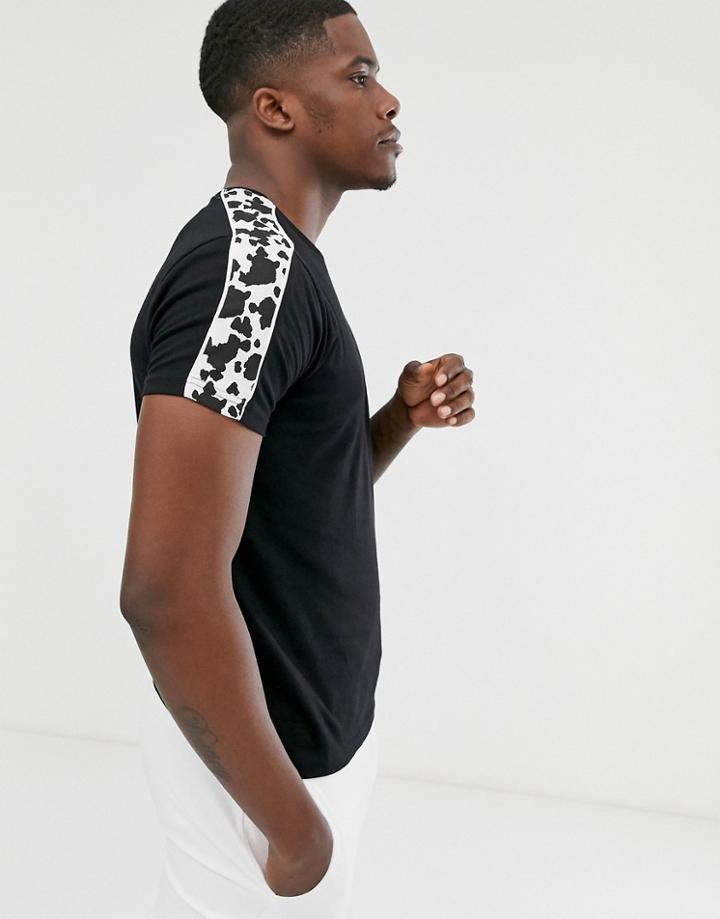 Brave Soul T-shirt With Cow Animal Tapping - Black
