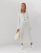 Asos Design Two-piece Chunky Midi Skirt In Eco Yarn - White