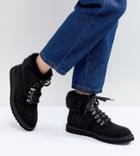Pieces Sally Hiking Boot With Faux Fur Ankle - Black