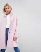 Asos Oversized Coat In Wool Blend With Funnel Neck - Purple