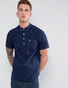 Lyle & Scott Garment Dye Oxford Short Sleeve Overhead Shirt Navy - Navy