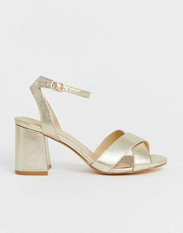 Truffle Collection Block Heel Sandals - Gold