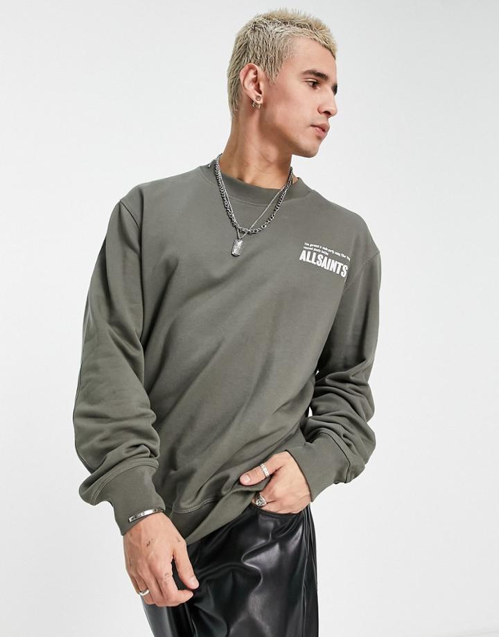 Allsaints Alna Crew Neck Sweatshirt In Khaki-green