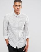 Selected Homme Shirt With All Over Leaf Print - White
