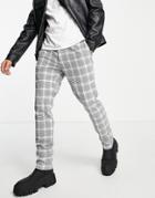 Topman Skinny Check Pants In Black And White