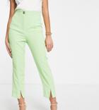 River Island Petite Pleated Wide Leg Pants In Bright Green - Part Of A Set