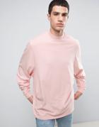 Asos Super Oversized Long Sleeve T-shirt With Oversized Batwing Sleeve In Pink - Pink