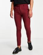 Asos Design Skinny Smart Pants In Red