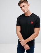 Abercrombie & Fitch Slim Fit T-shirt Exploded Icon Crew Neck In Black - Black