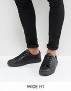 Asos Wide Fit Lace Up Sneakers In Black - Black