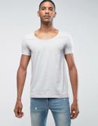 Asos T-shirt With Deep Scoop Neck In Gray - Gray
