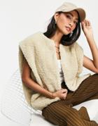 Vero Moda Faux Fur Vest In Cream-white